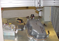 pressed steel component in test fixture